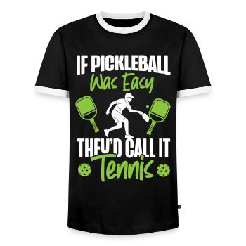 Pickleball Si le pickleball était facile - T-shirt contrasté Homme - noir/blanc - Devant - AI Model Female 172 light (172cm) & AI Model Male 178 light (178cm)