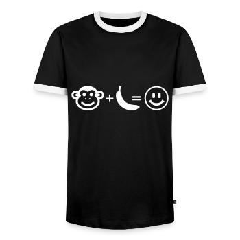 I love monkeys and bananas with plus - Men's Ringer Shirt - black/white - Front - AI Model Female 172 light (172cm) & AI Model Male 178 light (178cm)