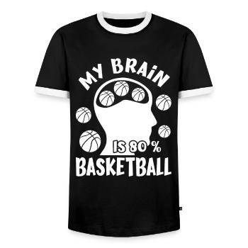 Basketball Player My Brain Is 80 % Basketball Gift - Männer Kontrast-T-Shirt - Schwarz/Weiß - Vorne - AI Model Female 172 light (172cm) & AI Model Male 178 light (178cm)