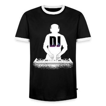 DJ Auftritt Auflegen - Männer Kontrast-T-Shirt - Schwarz/Weiß - Vorne - AI Model Female 172 light (172cm) & AI Model Male 178 light (178cm)