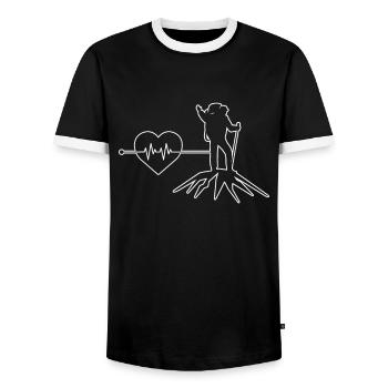 Mountaineering heartbeat - Men's Ringer Shirt - black/white - Front - AI Model Female 172 light (172cm) & AI Model Male 178 light (178cm)