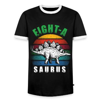 Eight-A Saurus - T-shirt contrasté Homme - noir/blanc - Devant - AI Model Female 172 light (172cm) & AI Model Male 178 light (178cm)
