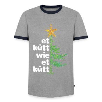 Et Kütt Wie Et Kütt Kölsch Köln Weihnachtsbaum - Männer Kontrast-T-Shirt - Grau/Navy  - Vorne - AI Model Female 172 light (172cm) & AI Model Male 178 light (178cm)