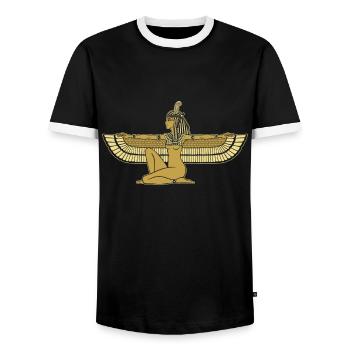 Maât Egypte Dieu Egypte - T-shirt contrasté Homme - noir/blanc - Devant - AI Model Female 172 light (172cm) & AI Model Male 178 light (178cm)