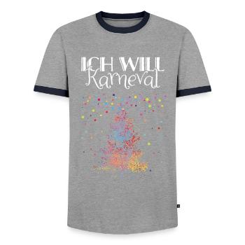 Karneval Fasching Konfetti Weihnachtsmuffel - Männer Kontrast-T-Shirt - Grau/Navy  - Vorne - AI Model Female 172 light (172cm) & AI Model Male 178 light (178cm)