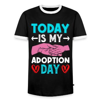 Aujourd’hui, c’est mon jour d’adoption Journée de sauvetage pour un - T-shirt contrasté Homme - noir/blanc - Devant - AI Model Female 172 light (172cm) & AI Model Male 178 light (178cm)