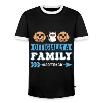 Officially A Family Adoption Day Dog Cat - Men's Ringer Shirt - black/white - Front - AI Model Female 172 light (172cm) & AI Model Male 178 light (178cm)