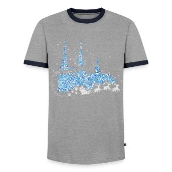 Kölner Dom Köln Kölle Weihnachtsmann Rentier - Männer Kontrast-T-Shirt - Grau/Navy  - Vorne - AI Model Female 172 light (172cm) & AI Model Male 178 light (178cm)