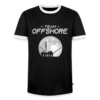 Team Off Shore - Men's Ringer Shirt - black/white - Front - AI Model Female 172 light (172cm) & AI Model Male 178 light (178cm)