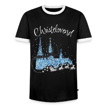 Cologne Cathedral Fastelovend Colonia Cologne Christmas Days - Men's Ringer Shirt - black/white - Front - AI Model Female 172 light (172cm) & AI Model Male 178 light (178cm)