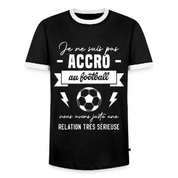 Je ne suis pas accro au football - T-shirt contrasté Homme - noir/blanc - Devant - AI Model Female 172 light (172cm) & AI Model Male 178 light (178cm)