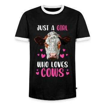 Just A Girl Who Loves Cows - Männer Kontrast-T-Shirt - Schwarz/Weiß - Vorne - AI Model Female 172 light (172cm) & AI Model Male 178 light (178cm)