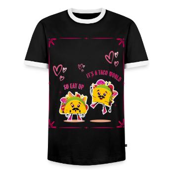 It's A Taco World So Eat Up Cartoon Design - Männer Kontrast-T-Shirt - Schwarz/Weiß - Vorne - AI Model Female 172 light (172cm) & AI Model Male 178 light (178cm)