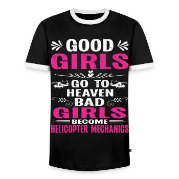 Helicopter Technician Helicopter Mechanic - Men's Ringer Shirt - black/white - Front - AI Model Female 172 light (172cm) & AI Model Male 178 light (178cm)