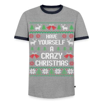 Faites-vous un Noël fou festif introverti - T-shirt contrasté Homme - gris/marine  - Devant - AI Model Female 172 light (172cm) & AI Model Male 178 light (178cm)