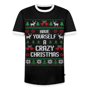 Have Yourself A Crazy Christmas Festive Introvert - Männer Kontrast-T-Shirt - Schwarz/Weiß - Vorne - AI Model Female 172 light (172cm) & AI Model Male 178 light (178cm)