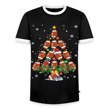 Football Christmas Tree Santa Pickleball Lights - Männer Kontrast-T-Shirt - Schwarz/Weiß - Vorne - AI Model Female 172 light (172cm) & AI Model Male 178 light (178cm)