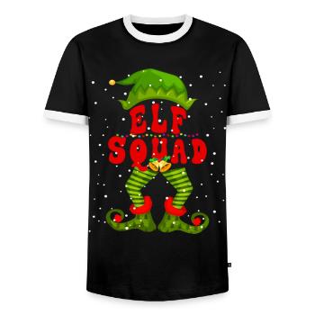 Elf Squad Cute Elf Christmas - Men's Ringer Shirt - black/white - Front - AI Model Female 172 light (172cm) & AI Model Male 178 light (178cm)