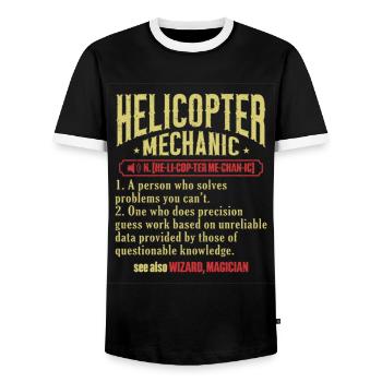 Helicopter Technician Helicopter Mechanic - Men's Ringer Shirt - black/white - Front - AI Model Female 172 light (172cm) & AI Model Male 178 light (178cm)