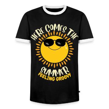 Here Comes The Summer Feeling Groovy - Männer Kontrast-T-Shirt - Schwarz/Weiß - Vorne - AI Model Female 172 light (172cm) & AI Model Male 178 light (178cm)