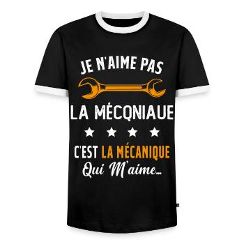 C'est la Mécanique Qui M'aime Cadeau Humour - T-shirt contrasté Homme - noir/blanc - Devant - AI Model Female 172 light (172cm) & AI Model Male 178 light (178cm)