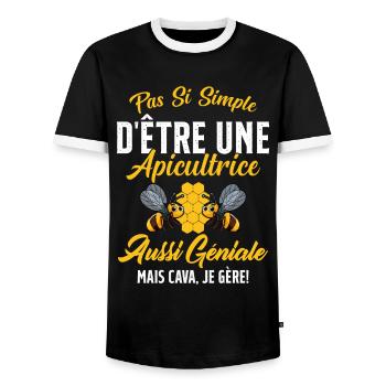 Si Simple D'être Une Apicultrice Géniale Citation - T-shirt contrasté Homme - noir/blanc - Devant - AI Model Female 172 light (172cm) & AI Model Male 178 light (178cm)