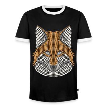 Fuchs Waldtier Design gepunktet mit Tierkopf - Männer Kontrast-T-Shirt - Schwarz/Weiß - Vorne - AI Model Female 172 light (172cm) & AI Model Male 178 light (178cm)