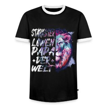 Lion | Vintage | Gift | Best dad in the world - Men's Ringer Shirt - black/white - Front - AI Model Female 172 light (172cm) & AI Model Male 178 light (178cm)