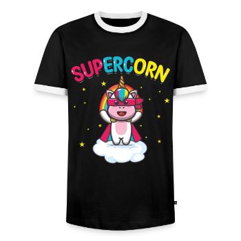Supercorn | Cute unicorn | Unicorn Shirt | - Men's Ringer Shirt - black/white - Front - AI Model Female 172 light (172cm) & AI Model Male 178 light (178cm)