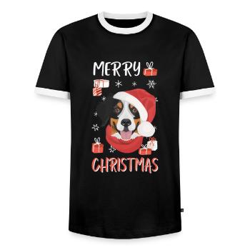 Bouvier Bernois Joyeux Noël - T-shirt contrasté Homme - noir/blanc - Devant - AI Model Female 172 light (172cm) & AI Model Male 178 light (178cm)