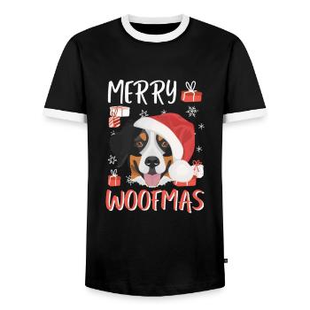 Bouvier Bernois Joyeux Noël - T-shirt contrasté Homme - noir/blanc - Devant - AI Model Female 172 light (172cm) & AI Model Male 178 light (178cm)
