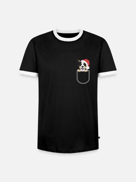 Border Collie Joyeux Noël - T-shirt contrasté Homme - noir/blanc