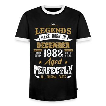 Né Décembre 1982 Cadeau d’anniversaire - T-shirt contrasté Homme - noir/blanc - Devant - AI Model Female 172 light (172cm) & AI Model Male 178 light (178cm)