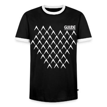 Guude Ribbed Abbelwoiglas pattern Cider Bembel - Men's Ringer Shirt - black/white - Front - AI Model Female 172 light (172cm) & AI Model Male 178 light (178cm)