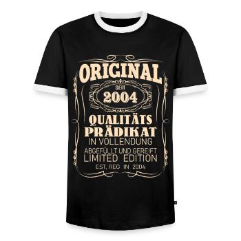 Vintage Original 2004 Geboren Jahrgang 2004 - Männer Kontrast-T-Shirt - Schwarz/Weiß - Vorne - AI Model Female 172 light (172cm) & AI Model Male 178 light (178cm)
