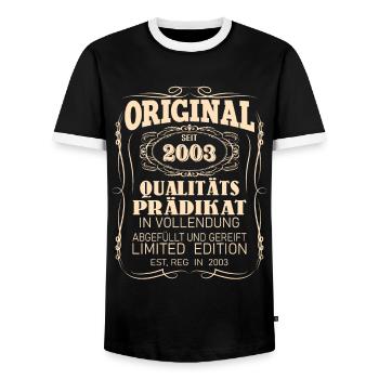 Vintage Original 2003 Geboren Jahrgang 2003 - Männer Kontrast-T-Shirt - Schwarz/Weiß - Vorne - AI Model Female 172 light (172cm) & AI Model Male 178 light (178cm)