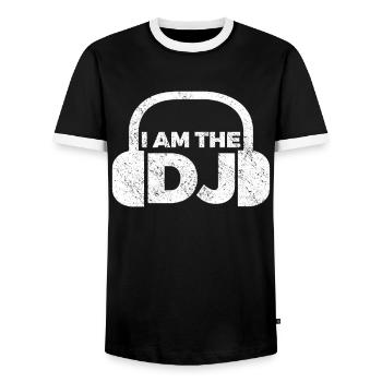 DJ Auftritt Auflegen - Männer Kontrast-T-Shirt - Schwarz/Weiß - Vorne - AI Model Female 172 light (172cm) & AI Model Male 178 light (178cm)