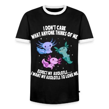 Axolotl Mexican sea salamander amphibians - Men's Ringer Shirt - black/white - Front - AI Model Female 172 light (172cm) & AI Model Male 178 light (178cm)