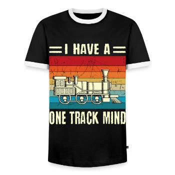 Retro Vintage J’ai un de piste - T-shirt contrasté Homme - noir/blanc - Devant - AI Model Female 172 light (172cm) & AI Model Male 178 light (178cm)