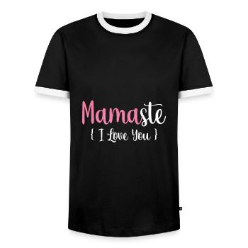 Mamaste je t’aime - T-shirt contrasté Homme - noir/blanc - Devant - AI Model Female 172 light (172cm) & AI Model Male 178 light (178cm)
