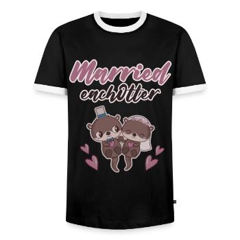 Married Eachotter - Men's Ringer Shirt - black/white - Front - AI Model Female 172 light (172cm) & AI Model Male 178 light (178cm)