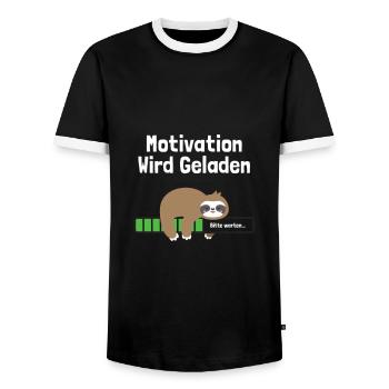 Motivation Wird Geladen Faultier Lustig - Männer Kontrast-T-Shirt - Schwarz/Weiß - Vorne - AI Model Female 172 light (172cm) & AI Model Male 178 light (178cm)