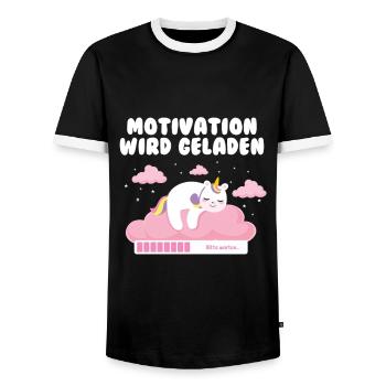 Motivation is loading unicorn baby - Men's Ringer Shirt - black/white - Front - AI Model Female 172 light (172cm) & AI Model Male 178 light (178cm)