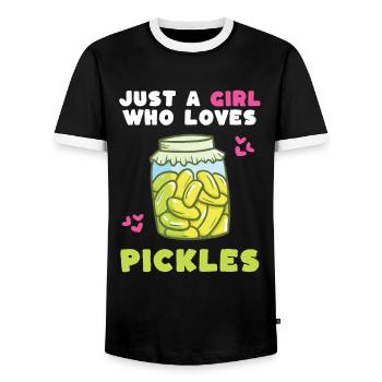 Just A Girl Who Loves Pickles - Männer Kontrast-T-Shirt - Schwarz/Weiß - Vorne - AI Model Female 172 light (172cm) & AI Model Male 178 light (178cm)