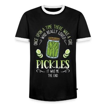Just A Girl Who Really Loves Pickles - Männer Kontrast-T-Shirt - Schwarz/Weiß - Vorne - AI Model Female 172 light (172cm) & AI Model Male 178 light (178cm)
