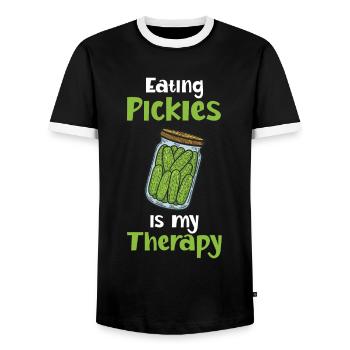 Eating Pickles Is My Therapy - Männer Kontrast-T-Shirt - Schwarz/Weiß - Vorne - AI Model Female 172 light (172cm) & AI Model Male 178 light (178cm)