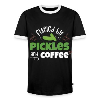 Fueied By Pickles And Coffee - Männer Kontrast-T-Shirt - Schwarz/Weiß - Vorne - AI Model Female 172 light (172cm) & AI Model Male 178 light (178cm)