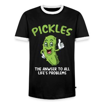 Pickles The Anwser To All Lifes Problems - Männer Kontrast-T-Shirt - Schwarz/Weiß - Vorne - AI Model Female 172 light (172cm) & AI Model Male 178 light (178cm)