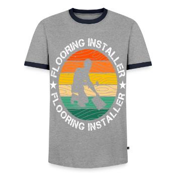 Retro Flooring Installer - Männer Kontrast-T-Shirt - Grau/Navy  - Vorne - AI Model Female 172 light (172cm) & AI Model Male 178 light (178cm)