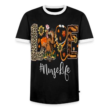 Love Turkey Stethoscope Nurse Life Thanksgiving - T-shirt contrasté Homme - noir/blanc - Devant - AI Model Female 172 light (172cm) & AI Model Male 178 light (178cm)